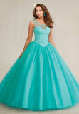 Tulle Quinceanera Dresses A Line Scoop With Beading Floor Length Open Back Rjerdress