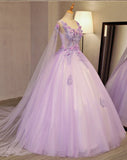 Tulle Scoop Appliques Bodice Ball Gown Quinceanera Dresses Rjerdress