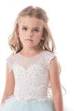 Tulle Scoop With Applique And Sash Ball Gown Flower Girl Dresses Rjerdress