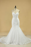 Tulle Sweetheart Ruched Bodice Bridal Dresses With Applique Mermaid