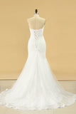 Tulle Sweetheart Ruched Bodice Bridal Dresses With Applique Mermaid Rjerdress