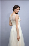 Tulle V Neck Bridesmaid Dresses A Line With Ruffles Floor Length Rjerdress