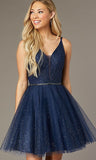 Tulle V Neck With Sequin Homecoming Dresses A Line Short/Mini Rjerdress