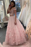 Two Piece 3D Floral Junior Off the Shoulder Prom Dresses Lace Pink Lace Prom Gowns P1116 Rjerdress