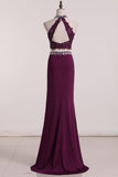 Two-Piece High Neck Party Dresses Mermaid With Applique Spandex Rjerdress