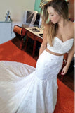 Two-Piece Lace Mermaid Wedding Dresses With Pearls Court Train Rjerdress