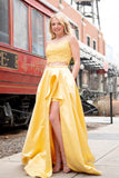 Two Piece Prom Dress With Pockets Spaghetti Straps Slit Rjerdress