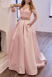 Two Piece Prom Dresses Long Prom Gowns With Pockets Off The Shoulder Rjerdress