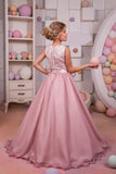 Two-Piece Scoop Chiffon & Lace A Line Flower Girl Dresses Sweep Train Rjerdress