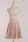 Two-Piece Scoop Homecoming Dresses A Line Chiffon With Beading Rjerdress