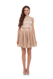 Two-Piece Scoop Homecoming Dresses A Line Chiffon With Beading Rjerdress