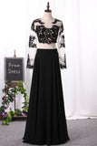 Two-Piece Scoop Long Sleeves Party Dresses A Line Chiffon With Applique