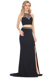 Two Piece Scoop Spandex Formal Dresses Mermaid With Beading Rjerdress
