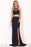 Two Piece Scoop Spandex Formal Dresses Mermaid With Beading Rjerdress