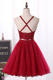Two-Piece Spaghetti Straps Hoco Dresses A Line Tulle With Applique Rjerdress