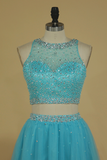 Two Pieces A Line Short/Mini Hoco Dresses Scoop Tulle With Beading Rjerdress