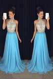Two Pieces Dresses A-Line Chiffon With Beaded Bodice Sweep Train Rjerdress