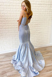 Two Pieces Gray Sequin Mermaid Spaghetti Straps Prom Dresses Rjerdress