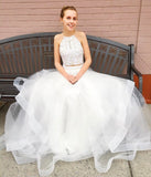 Two Pieces Prom Dresses Tulle A Line With Beaded Rjerdress