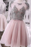 Two Pieces Short Cocktail Dress Cute Lace Homecoming Dress Tulle Cocktail Dresses