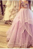 Two Pieces Sweetheart Prom Dresses Tulle With Embroidery Rjerdress