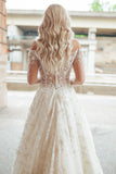 Unique A Line Off the Shoulder Long Sleeve Lace Beach Wedding Dress Bride Dresses Rjerdress