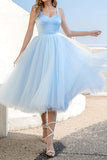 Unique A Line Sweetheart Sky Blue Tulle Homecoming Dress