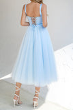 Unique A Line Sweetheart Sky Blue Tulle Homecoming Dress Rjerdress