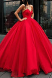 Unique Ball Gown Red Strapless Sweetheart Long Prom Dresses Quinceanera Dresses Rjerdress