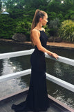 Unique Black Mermaid Lace Appliques Backless Spaghetti Straps Long Prom Dresses Rjerdress