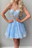 Unique Homecoming Dresses A Line Sweetheart Short/Mini With Applique And Sleeve Rjerdress
