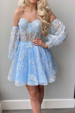 Unique Homecoming Dresses A Line Sweetheart Short/Mini With Applique And Sleeve Rjerdress