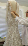 Unique Long Sleeve Mermaid Lace Jewel Wedding Dresses With Beads Zipper Up Wedding Gowns Rjerdress