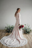 Unique Long Sleeve Mermaid Lace Wedding Dresses with Applique Wedding Gowns Rjerdress