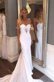 Unique Mermaid Sheer Neck Wedding Dresses with Lace Unique Ivory Bride Dresses Rjerdress