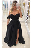 Unique Sheath Scoop Satin Prom Dresses With Beads Detachable Train Rjerdress