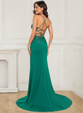 Unique Spaghetti Straps Mermaid V-Neck Prom Dresses With Applique Rjerdress