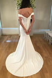Unique Spaghetti Straps Sweetheart Ivory Mermaid Wedding Dress Long Bride Dress Rjerdress