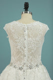 V Neck A Line Beaded Waistline Bridal Dresses Lace With Applique Rjerdress