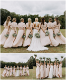V-Neck A Line Chiffon Bridesmaid Dresses Floor Length With Slit Rjerdress