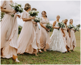 V-Neck A Line Chiffon Bridesmaid Dresses Floor Length With Slit Rjerdress