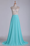 V Neck Beaded Bodice A Line Party Dresses Chiffon & Tulle Sweep Train Rjerdress