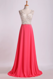 V Neck Beaded Bodice Party Dresses A Line Sweep Train Chiffon&Tulle Rjerdress