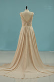 V Neck Bridal Dresses A Line Chiffon With Beads And Embroidery Rjerdress
