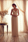 V Neck Cap Sleeves Bride Dresses Chiffon Floor Length With Applique Backless Rjerdress