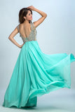 V Neck Formal Dresses A Line Beaded Bodice Sweep Train Chiffon & Tulle Rjerdress