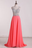 V Neck Open Back Party Dresses A-Line Chiffon Sweep/Brush See-Through Bodice
