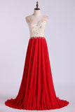 V Neck Party Dresses A Line Beaded Bodice Sweep Train Chiffon And Tulle Rjerdress