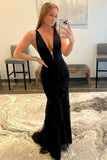 V Neck Prom Dresses Mermaid Lace With Applique And Sash Sweep Train Rjerdress