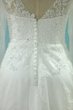 V Neck Sheath Bridal Dresses With Applique Long Sleeves Detachable Train Rjerdress